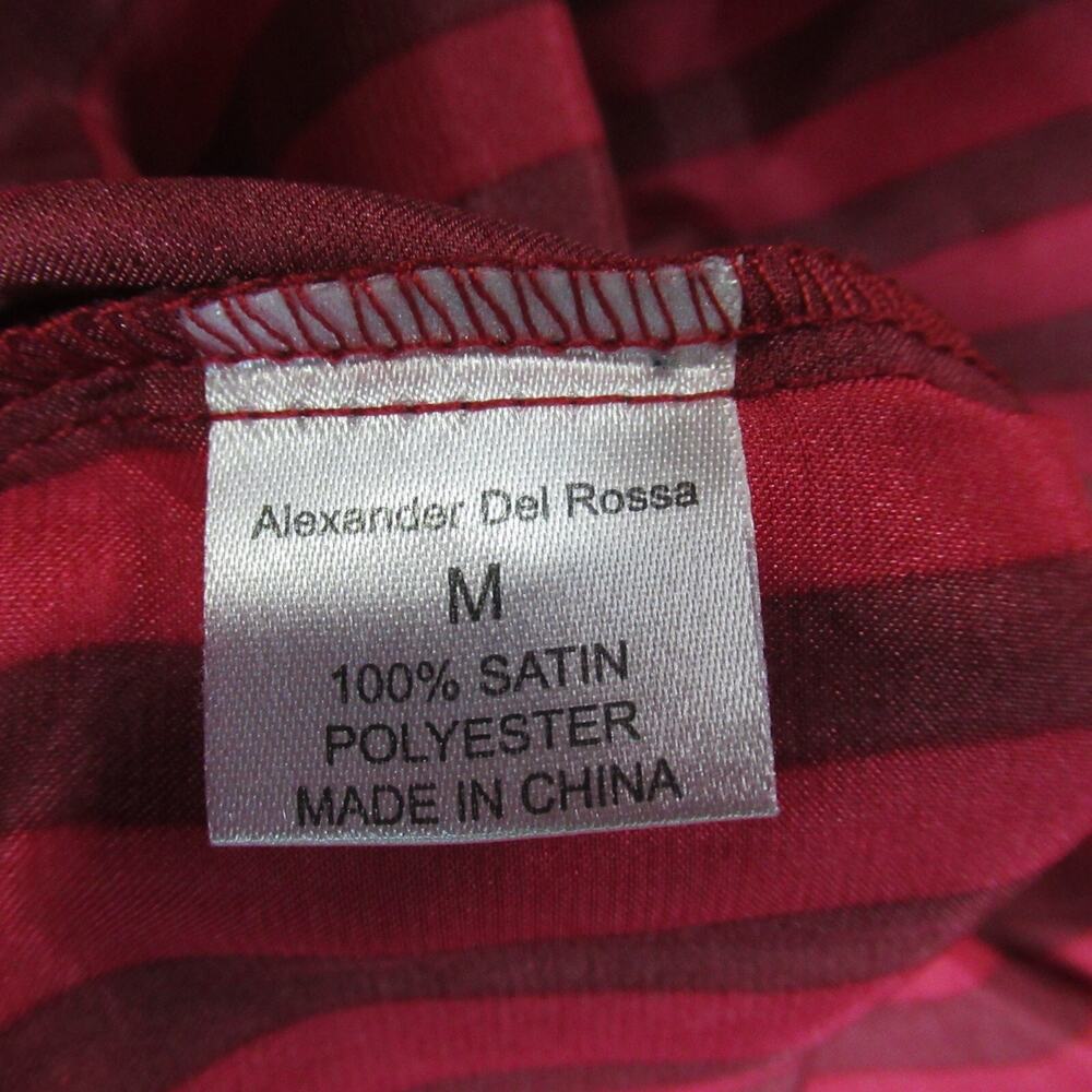 Alexander del Rossa Robe Womens Size Medium Red Striped Satin Lounge Modern - Picture 7 of 8
